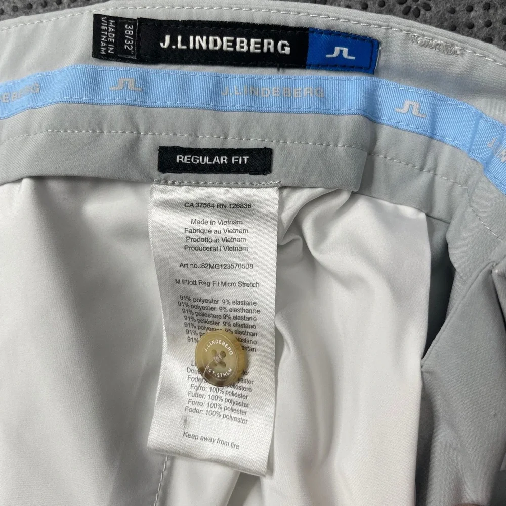 J.Lindeberg Mens Elliott Regular Fit Micro Stretch Golf Pants‎ Gray 38x32